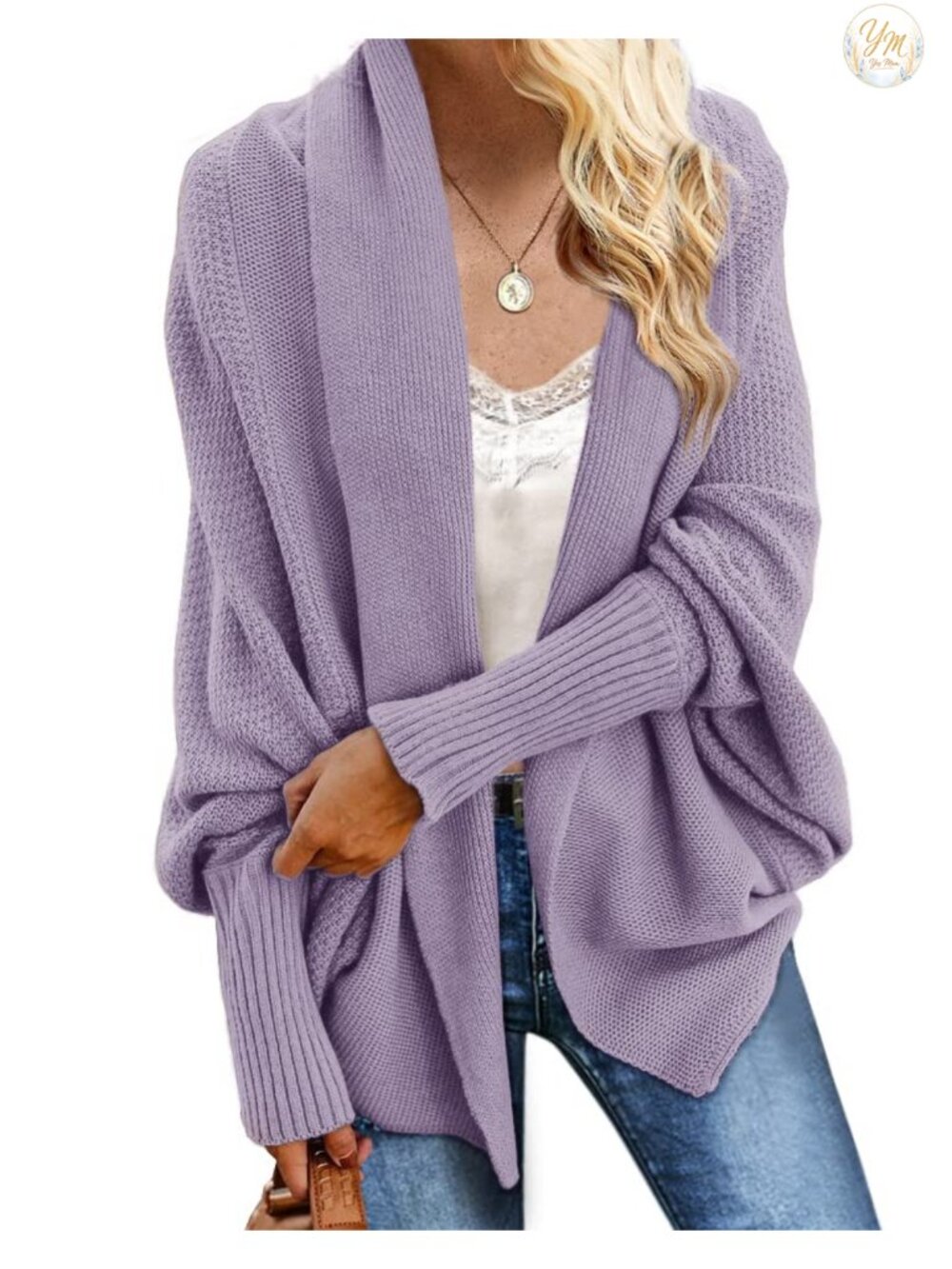 Women's Batwing Cable Knit Oversized Wrap Cardigan Sweater